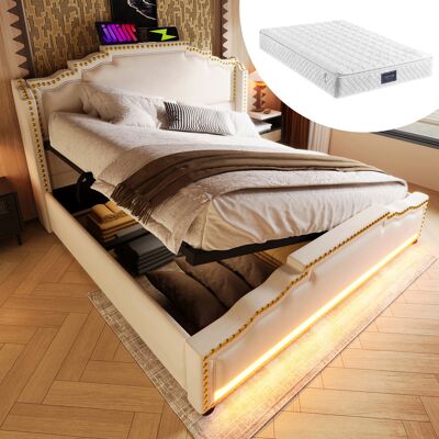 ACKERMAN Cadre De Lit 90 X 200 Cm Avec Tiroirs. Revêtement En Cuir Pu. Pas De Tête De Lit. Comprend Une Bande De Lumière Led. Structure En Métal. Idéal Pour Les Chambres À Coucher Modernes. Couleur Grise. Publicité ACKERMAN Cadre De Lit 90 X 200 Cm Avec Tiroirs. Revêtement En Cuir Pu. Pas De Tête De Lit. Comprend Une Bande De Lumière Led. Structure En Métal. Idéal Pour Les Chambres À Coucher Modernes. Couleur Grise. Publicité
