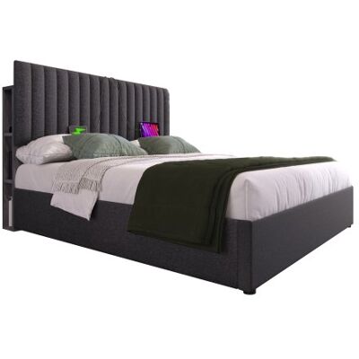 Generic Lit Rembourré Avec Espace De Rangement,lit Double,lit Led Contrôlé Par Application,avec Fonction De Charge Usb Type C,espace De Rangement Et Tête De Lit Réglable,sommier À Lattes En Bois 160x200cm,gri - Publicité Generic Lit Rembourré Avec Espace De Rangement,lit Double,lit Led Contrôlé Par Application,avec Fonction De Charge Usb Type C,espace De Rangement Et Tête De Lit Réglable,sommier À Lattes En Bois 160x200cm,gri - Publicité