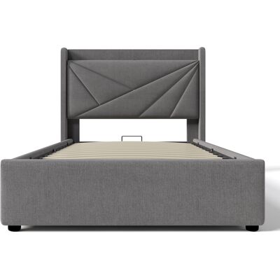 Generic Lit Rembourré,lit Simple,coffre De Rangement Avec Fonction De Charge Usb Type C,tête De Lit,lits De Rangement,cadre De Lit En Lin,lit Jeune 90x200 Avec Sommier À Lattes (sans Matelas) - Publicité Generic Lit Rembourré,lit Simple,coffre De Rangement Avec Fonction De Charge Usb Type C,tête De Lit,lits De Rangement,cadre De Lit En Lin,lit Jeune 90x200 Avec Sommier À Lattes (sans Matelas) - Publicité