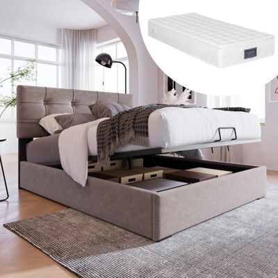 ACKERMAN Lit Simple Hydraulique Rembourré 90x200cm, Tête De Lit Réglable, Sommier À Lattes En Métal, Velours, Cadre De Lit Moderne Avec Espace De Rangement, Gris Clair (matelas Inclus) - Publicité ACKERMAN Lit Simple Hydraulique Rembourré 90x200cm, Tête De Lit Réglable, Sommier À Lattes En Métal, Velours, Cadre De Lit Moderne Avec Espace De Rangement, Gris Clair (matelas Inclus) - Publicité