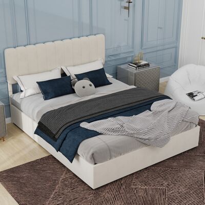 ARRIGONI Lit Rembourré Minimaliste Moderne, 160 X 200 Cm, Beige, Meuble De Chambre Multifonction Avec Tête De Lit Douce Et Confortable, Base De Rangement Haute Avec Mécanisme De Levage À Gaz, Matelas Non Inclu - Publicité ARRIGONI Lit Rembourré Minimaliste Moderne, 160 X 200 Cm, Beige, Meuble De Chambre Multifonction Avec Tête De Lit Douce Et Confortable, Base De Rangement Haute Avec Mécanisme De Levage À Gaz, Matelas Non Inclu - Publicité