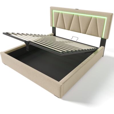 Generic Lit Rembourré Led Lit Double Avec Fonction De Charge Usb Type C Et Éclairage Led,lits De Rangement Cadre De Lit En Lin Lit Jeune 160x200 Avec Sommier À Lattes (sans Matelas) - Publicité Generic Lit Rembourré Led Lit Double Avec Fonction De Charge Usb Type C Et Éclairage Led,lits De Rangement Cadre De Lit En Lin Lit Jeune 160x200 Avec Sommier À Lattes (sans Matelas) - Publicité