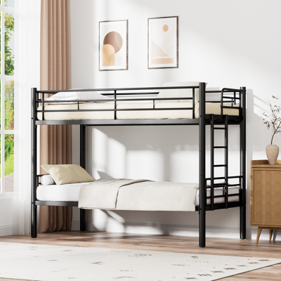 ARRIGONI Lit Superposé Enfant 90x200cm Avec Garde-corps De Sécurité, Convertible En 2 Lits Simples, Avec Sommier À Lattes, Escalier Antidérapant, Noir - Publicité ARRIGONI Lit Superposé Enfant 90x200cm Avec Garde-corps De Sécurité, Convertible En 2 Lits Simples, Avec Sommier À Lattes, Escalier Antidérapant, Noir - Publicité