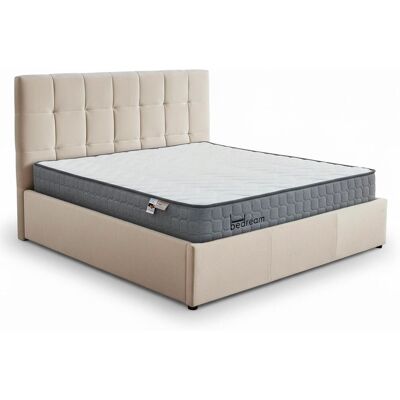 MENZZO Pack Lit-coffre Luftani + Matelas Bedream 160x200cm Velours Beige - Publicité MENZZO Pack Lit-coffre Luftani + Matelas Bedream 160x200cm Velours Beige - Publicité