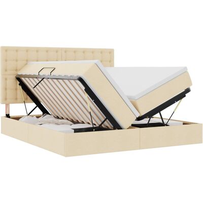 Maison Exclusive - Lit De Rangement Avec Tête De Lit Crème 180 X 200 Cm Tissu - Publicité Maison Exclusive - Lit De Rangement Avec Tête De Lit Crème 180 X 200 Cm Tissu - Publicité