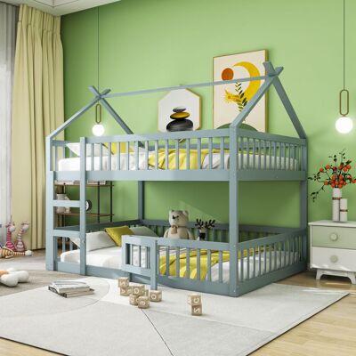 ACKERMAN Lit Superposé Pour Enfants 140200, Lit Familial Pour Enfants, Lit Superposé Avec Escalier, Design Mezzanine, Cadre De Lit Superposé En Bois Massif, Gris - Publicité ACKERMAN Lit Superposé Pour Enfants 140200, Lit Familial Pour Enfants, Lit Superposé Avec Escalier, Design Mezzanine, Cadre De Lit Superposé En Bois Massif, Gris - Publicité