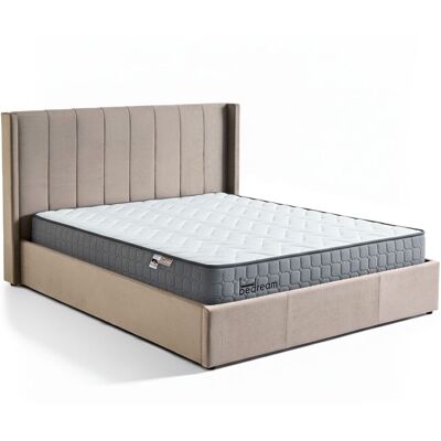 MENZZO Pack Lit-coffre Magorial + Matelas Bedream 180x200cm Velours Taupe - Publicité MENZZO Pack Lit-coffre Magorial + Matelas Bedream 180x200cm Velours Taupe - Publicité