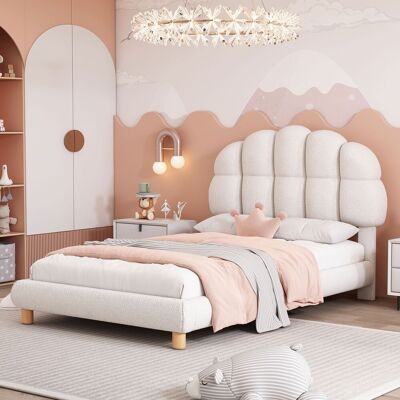 LEMONBEST Lit Enfant 90x200cm - Tête De Lit Demi-cercle - Tissu Bouclé Doux - Structure Mdf Et Bois - Pieds Centraux Renforcés - Hauteur Réglable - Capacité 150kg - Rose - Publicité LEMONBEST Lit Enfant 90x200cm - Tête De Lit Demi-cercle - Tissu Bouclé Doux - Structure Mdf Et Bois - Pieds Centraux Renforcés - Hauteur Réglable - Capacité 150kg - Rose - Publicité
