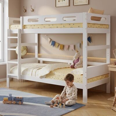 LEMONBEST Lit Superposé 90x200 Cm Avec Échelle, Barrières Anti-chute, Lit Enfant Avec Sommier À Lattes Stable, Structure Pin, Mdf Et Contreplaqué, Blanc - Publicité LEMONBEST Lit Superposé 90x200 Cm Avec Échelle, Barrières Anti-chute, Lit Enfant Avec Sommier À Lattes Stable, Structure Pin, Mdf Et Contreplaqué, Blanc - Publicité