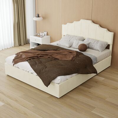 ACKERMAN Modern Minimalist Soft Bed, Comfortable And Soft Headboard, 140200cm, Beige, Multifunctional Bedroom Furniture, High Box Bed Body With Pneumatic Rod, Mattress Not Included. Publicité ACKERMAN Modern Minimalist Soft Bed, Comfortable And Soft Headboard, 140200cm, Beige, Multifunctional Bedroom Furniture, High Box Bed Body With Pneumatic Rod, Mattress Not Included. Publicité