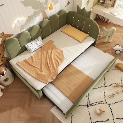 ACKERMAN Canapé-lit Gigogne 90 X 200 Cm, Lit D'Appoint Simple 90 X 190 Cm, Forme En L, Velours Vert, Motif À Croisillons, Design Mignon Et Élégant, Gain De Place Pour Chambres D'Enfants Ou Chambres D'Amis, Mat - Publicité ACKERMAN Canapé-lit Gigogne 90 X 200 Cm, Lit D'Appoint Simple 90 X 190 Cm, Forme En L, Velours Vert, Motif À Croisillons, Design Mignon Et Élégant, Gain De Place Pour Chambres D'Enfants Ou Chambres D'Amis, Mat - Publicité