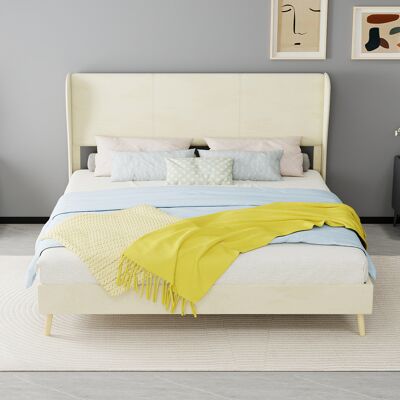 ACKERMAN Modern Minimalist Upholstered Bed With Plush Headboard, 160x200 Cm, Beige, Multifunctional Bedroom Furniture, Low-profile Non-storage Base (without Gas Lift), Mattress Excluded. Publicité ACKERMAN Modern Minimalist Upholstered Bed With Plush Headboard, 160x200 Cm, Beige, Multifunctional Bedroom Furniture, Low-profile Non-storage Base (without Gas Lift), Mattress Excluded. Publicité