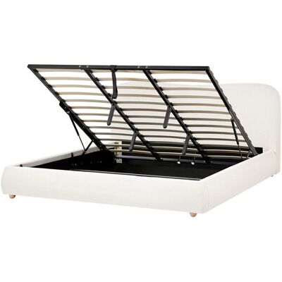 BELIANI Lit Ottoman Double Minimaliste Avec Rangement En Tissu 180 X 200 Cm Blanc Cassé Blagnac - Publicité BELIANI Lit Ottoman Double Minimaliste Avec Rangement En Tissu 180 X 200 Cm Blanc Cassé Blagnac - Publicité