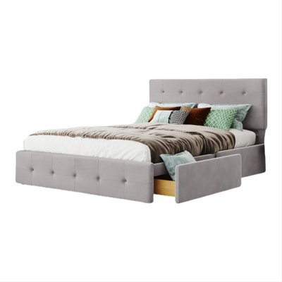 Generic Lit Rembourré 140 X 200 Cm,lit Double Avec Tiroirs,sommier À Lattes Et Dossier,lit Double Doux Pour La Peau En Tissu Velours Pour Adultes Et Adolescents,gris (matelas Non Inclus) - Publicité Generic Lit Rembourré 140 X 200 Cm,lit Double Avec Tiroirs,sommier À Lattes Et Dossier,lit Double Doux Pour La Peau En Tissu Velours Pour Adultes Et Adolescents,gris (matelas Non Inclus) - Publicité