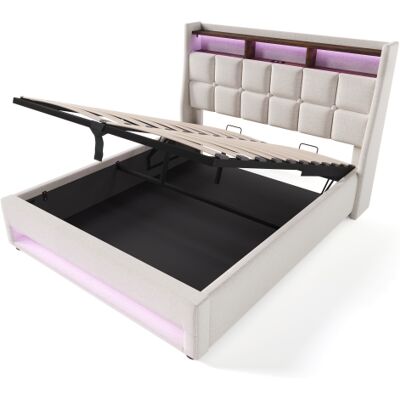 Generic Lit Rembourré Avec Usb 140x200cm,lit Double Led Avec Sommier À Lattes En Métal,cadre De Lit En Lin,lit D'Adolescent (sans Matelas) - Publicité Generic Lit Rembourré Avec Usb 140x200cm,lit Double Led Avec Sommier À Lattes En Métal,cadre De Lit En Lin,lit D'Adolescent (sans Matelas) - Publicité