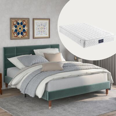 ACKERMAN Lit Capitonné, Lit Double Avec Sommier À Lattes, Cadre De Lit Capitonné 140x200cm Avec Tête De Lit, En Velours Vert Foncé, Pour Adultes Et Adolescents (avec Matelas À Ressorts) - Publicité ACKERMAN Lit Capitonné, Lit Double Avec Sommier À Lattes, Cadre De Lit Capitonné 140x200cm Avec Tête De Lit, En Velours Vert Foncé, Pour Adultes Et Adolescents (avec Matelas À Ressorts) - Publicité