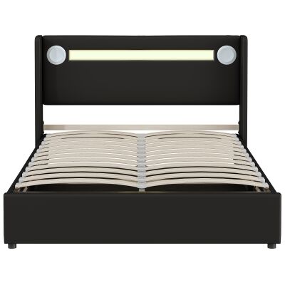 Generic Lit Capitonné Lit 140x200 Avec Bande Lumineuse Led,lecteur Bluetooth Et Chargement Usb,lit Coffre En Cuir Pu,coffre De Lit Mezzanine,lit Double Avec Sommier À Lattes Noir - Publicité Generic Lit Capitonné Lit 140x200 Avec Bande Lumineuse Led,lecteur Bluetooth Et Chargement Usb,lit Coffre En Cuir Pu,coffre De Lit Mezzanine,lit Double Avec Sommier À Lattes Noir - Publicité