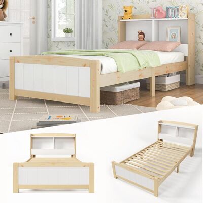 OEM , Lit Simple En Bois Massif Avec Tête De Lit De Rangement, Cadre De Lit 90x200cm Avec Sommier À Lattes, Lit En Bois Avec Tête De Lit, Lit Enfant, Lit Adolescent, Pin Massif... Publicité OEM , Lit Simple En Bois Massif Avec Tête De Lit De Rangement, Cadre De Lit 90x200cm Avec Sommier À Lattes, Lit En Bois Avec Tête De Lit, Lit Enfant, Lit Adolescent, Pin Massif... Publicité