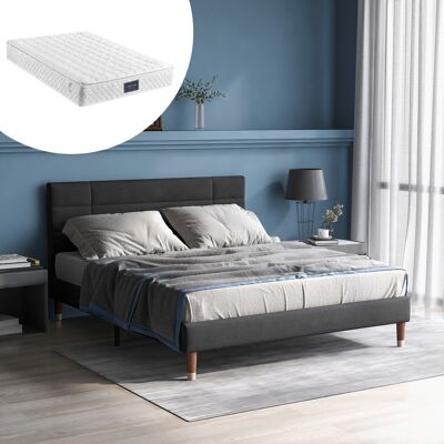 ACKERMAN Lit Rembourré, Lit Double Avec Coffre De Rangement Et Sommier À Lattes, Cadre De Lit Rembourré 140x200cm Avec Tête De Lit, Pour Adultes Et Adolescents, (avec Matelas À Ressorts) - Publicité ACKERMAN Lit Rembourré, Lit Double Avec Coffre De Rangement Et Sommier À Lattes, Cadre De Lit Rembourré 140x200cm Avec Tête De Lit, Pour Adultes Et Adolescents, (avec Matelas À Ressorts) - Publicité