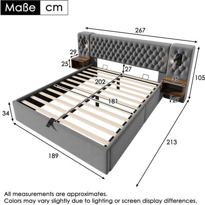 MIDUODUO Ensemble Chambre Complet 180×200cm Gris Velours,lit Hydraulique,2 Chevets,lumière Lecture Usb Sans Matelas - Publicité MIDUODUO Ensemble Chambre Complet 180×200cm Gris Velours,lit Hydraulique,2 Chevets,lumière Lecture Usb Sans Matelas - Publicité