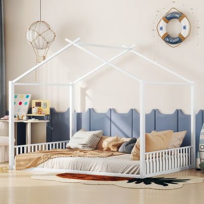 ACKERMAN Lit Capitonné, 140 X 200cm, Sans Matelas, Cadre De Lit En Fer, Lit Pour Enfant, Moulure, Blanc - Publicité ACKERMAN Lit Capitonné, 140 X 200cm, Sans Matelas, Cadre De Lit En Fer, Lit Pour Enfant, Moulure, Blanc - Publicité