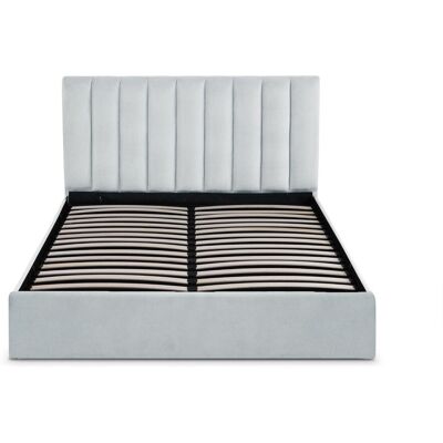 MENZZO Lit Coffre Songe + Sommier Velours Argent 160cm - Publicité MENZZO Lit Coffre Songe + Sommier Velours Argent 160cm - Publicité