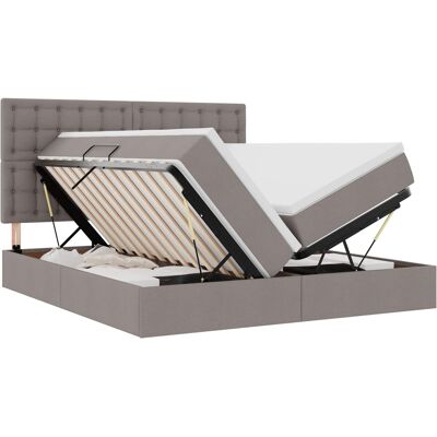 Maison Exclusive - Lit De Rangement Avec Tête De Lit Taupe 200 X 200 Cm Tissu - Publicité Maison Exclusive - Lit De Rangement Avec Tête De Lit Taupe 200 X 200 Cm Tissu - Publicité