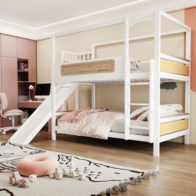 ACKERMAN Lit À Étages D'Enfant 90200 Cm Avec Cadre En Forme De Maison, Balustrade En Forme De Biscuit, Glissière Et Escalier De Sécurité Extra-large, Couleur Bois - Publicité ACKERMAN Lit À Étages D'Enfant 90200 Cm Avec Cadre En Forme De Maison, Balustrade En Forme De Biscuit, Glissière Et Escalier De Sécurité Extra-large, Couleur Bois - Publicité