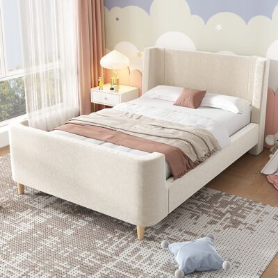 ACKERMAN Lit Enfant Capitonné, Lit Simple, Lit Traîneau À Motif Cosmique, 90 X 200 Cm, Pour Garçons Et Filles, Beige, Velours (sans Matelas) - Publicité ACKERMAN Lit Enfant Capitonné, Lit Simple, Lit Traîneau À Motif Cosmique, 90 X 200 Cm, Pour Garçons Et Filles, Beige, Velours (sans Matelas) - Publicité