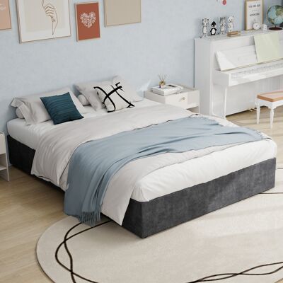 ACKERMAN Modern Simple Style Bed Frame, 160200 Cm, Grey, Dutch Velvet Fabric, With Gas Lift, Modern Bedroom Furniture, Excluding Headboard And Mattress. Publicité ACKERMAN Modern Simple Style Bed Frame, 160200 Cm, Grey, Dutch Velvet Fabric, With Gas Lift, Modern Bedroom Furniture, Excluding Headboard And Mattress. Publicité