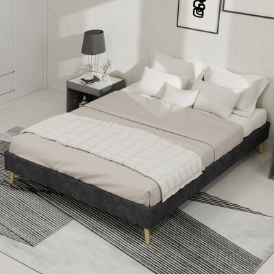 ACKERMAN Modern Minimalist Bed Frame, 140x200 Cm, Grey, Dutch Velvet Fabric, Low-profile Base, Modern Style Bedroom Furniture. Excludes Gas Lift, Headboard, And Mattress. Publicité ACKERMAN Modern Minimalist Bed Frame, 140x200 Cm, Grey, Dutch Velvet Fabric, Low-profile Base, Modern Style Bedroom Furniture. Excludes Gas Lift, Headboard, And Mattress. Publicité