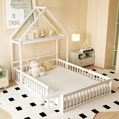 ACKERMAN Lit Pour Enfant 140 X 200, Cadre De Lit Pour Enfant En Bois Massif Avec Rangement, Barrière De Protection Complète Et Portes Et Sommier, Blanc - Publicité ACKERMAN Lit Pour Enfant 140 X 200, Cadre De Lit Pour Enfant En Bois Massif Avec Rangement, Barrière De Protection Complète Et Portes Et Sommier, Blanc - Publicité