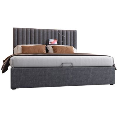 Generic Lit Rembourré Avec Espace De Rangement,lit Double,lit Led Contrôlé Par Application,avec Fonction De Charge Usb Type C,espace De Rangement Et Tête De Lit Réglable,sommier À Lattes En Bois 140x200cm,gri - Publicité Generic Lit Rembourré Avec Espace De Rangement,lit Double,lit Led Contrôlé Par Application,avec Fonction De Charge Usb Type C,espace De Rangement Et Tête De Lit Réglable,sommier À Lattes En Bois 140x200cm,gri - Publicité