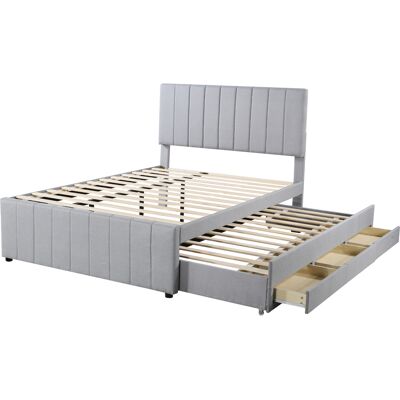 ACKERMAN Lit Capitonné 140 X 200 Cm Avec Lit D'Appoint Et Tiroirs, Capitonnage En Lin Doux Pour La Peau, Lit Double, Lit D'Enfant, Lit Jeune, Lit D'Amis (gris) - Publicité ACKERMAN Lit Capitonné 140 X 200 Cm Avec Lit D'Appoint Et Tiroirs, Capitonnage En Lin Doux Pour La Peau, Lit Double, Lit D'Enfant, Lit Jeune, Lit D'Amis (gris) - Publicité