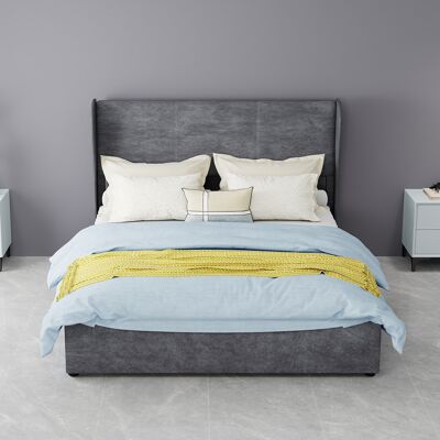 ACKERMAN Modern Minimalist Upholstered Bed With Soft And Comfortable Headboard, 140x200 Cm, Grey, Multi-functional Bedroom Furniture, High-profile Storage Base With Gas Lift Mechanism, Mattress Not Included. Publicité ACKERMAN Modern Minimalist Upholstered Bed With Soft And Comfortable Headboard, 140x200 Cm, Grey, Multi-functional Bedroom Furniture, High-profile Storage Base With Gas Lift Mechanism, Mattress Not Included. Publicité