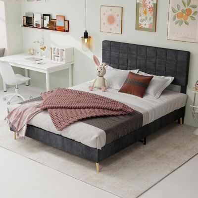 OEM Lit Moderne En Tissu Gris Foncé Avec Tête De Lit Souple À Carreaux Clairs, Idéal Pour Une Petite Chambre Parentale Ou Une Chambre D'Amis. Dimensions Du Matelas : 160 Cm × 200 Cm. Gris. Publicité OEM Lit Moderne En Tissu Gris Foncé Avec Tête De Lit Souple À Carreaux Clairs, Idéal Pour Une Petite Chambre Parentale Ou Une Chambre D'Amis. Dimensions Du Matelas : 160 Cm × 200 Cm. Gris. Publicité
