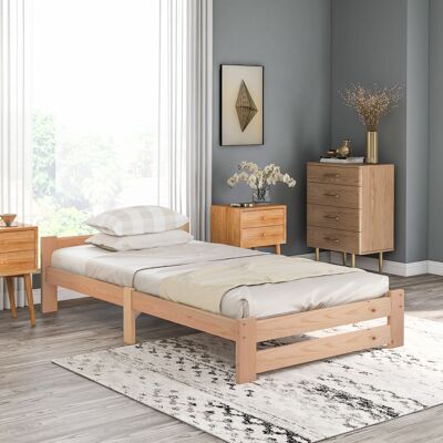 MIDUODUO Lit Futon En Bois Massif Lit Naturel En Bois Massif Avec Tête De Lit Et Cadre À Lattes,naturel (200x90cm) - Publicité MIDUODUO Lit Futon En Bois Massif Lit Naturel En Bois Massif Avec Tête De Lit Et Cadre À Lattes,naturel (200x90cm) - Publicité