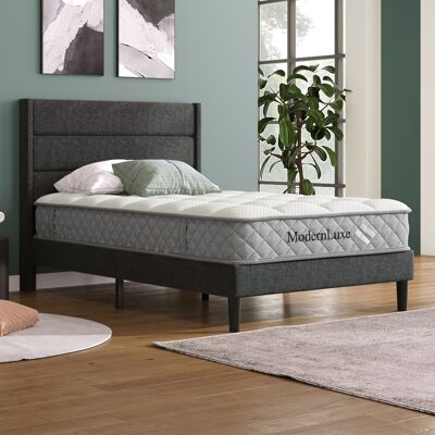 ACKERMAN Lit Rembourré 90 X 200 Cm, Cadre De Lit Avec Sommier À Lattes Et Tête De Lit, Lit Double Rembourré, Revêtement En Lin Gris, Design Moderne Intemporel, Lit Junior (avec Matelas) - Publicité ACKERMAN Lit Rembourré 90 X 200 Cm, Cadre De Lit Avec Sommier À Lattes Et Tête De Lit, Lit Double Rembourré, Revêtement En Lin Gris, Design Moderne Intemporel, Lit Junior (avec Matelas) - Publicité
