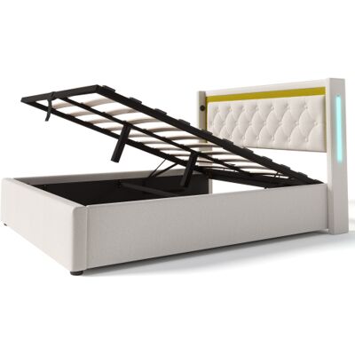 Generic Lit Rembourré Led Lit Double Coffre De Rangement Avec Fonction De Charge Usb Type C Tête De Lit,lits De Rangement Cadre De Lit En Coton Lit Jeune 140x200 Avec Sommier À Lattes (sans Matelas) - Publicité Generic Lit Rembourré Led Lit Double Coffre De Rangement Avec Fonction De Charge Usb Type C Tête De Lit,lits De Rangement Cadre De Lit En Coton Lit Jeune 140x200 Avec Sommier À Lattes (sans Matelas) - Publicité