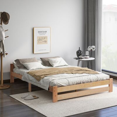 MIDUODUO Lit De Futon En Bois Massif Lit,lit Naturel En Bois Massif,avec Tête De Lit Et Cadre À Lattes,naturel (200x140cm) - Publicité MIDUODUO Lit De Futon En Bois Massif Lit,lit Naturel En Bois Massif,avec Tête De Lit Et Cadre À Lattes,naturel (200x140cm) - Publicité