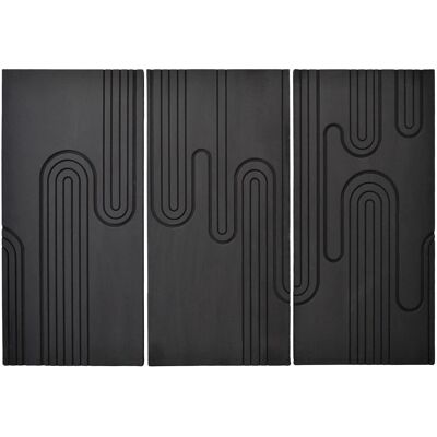 MENZZO Tête De Lit Murale Triptyque Aurore 160cm Bois Sculpté Noir - Publicité MENZZO Tête De Lit Murale Triptyque Aurore 160cm Bois Sculpté Noir - Publicité