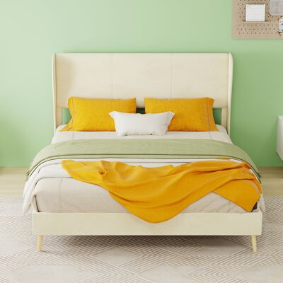 ACKERMAN Modern Minimalist Upholstered Bed With Plush Headboard, 140x200 Cm, Beige, Multifunctional Bedroom Furniture, Low-profile Non-storage Base (without Gas Lift), Mattress Excluded. Publicité ACKERMAN Modern Minimalist Upholstered Bed With Plush Headboard, 140x200 Cm, Beige, Multifunctional Bedroom Furniture, Low-profile Non-storage Base (without Gas Lift), Mattress Excluded. Publicité