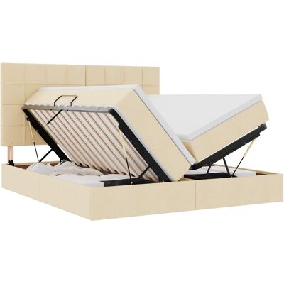 Maison Exclusive - Lit De Rangement Avec Tête De Lit Crème 200 X 200 Cm Tissu - Publicité Maison Exclusive - Lit De Rangement Avec Tête De Lit Crème 200 X 200 Cm Tissu - Publicité