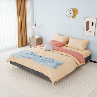 ACKERMAN Modern Minimalist Bed Frame, 160x200 Cm, Grey, Dutch Velvet Fabric, Low-profile Base, Modern Style Bedroom Furniture. Excludes Gas Lift, Headboard, And Mattress. Publicité ACKERMAN Modern Minimalist Bed Frame, 160x200 Cm, Grey, Dutch Velvet Fabric, Low-profile Base, Modern Style Bedroom Furniture. Excludes Gas Lift, Headboard, And Mattress. Publicité