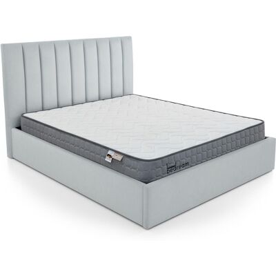 MENZZO Pack Lit-coffre Songe + Matelas Bedream 160x200cm Velours Argent - Publicité MENZZO Pack Lit-coffre Songe + Matelas Bedream 160x200cm Velours Argent - Publicité