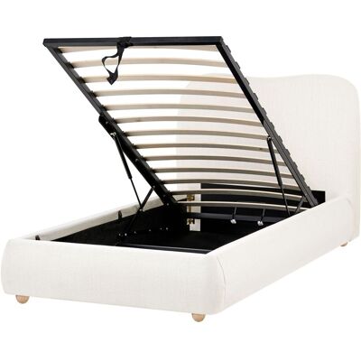 BELIANI Lit Ottoman Minimaliste Avec Rangement En Tissu 90 X 200 Cm Blanc Cassé Blagnac - Publicité BELIANI Lit Ottoman Minimaliste Avec Rangement En Tissu 90 X 200 Cm Blanc Cassé Blagnac - Publicité