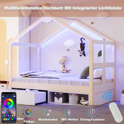 ARRIGONI Lit En Bois 90×190 Cm, Avec Tiroirs Et Petit Meuble À Chaussures, Éclairage Led Multicolore, Sommier À Lattes, Lit Simple, Lit Pour Adolescent, Couleur Bois - Publicité ARRIGONI Lit En Bois 90×190 Cm, Avec Tiroirs Et Petit Meuble À Chaussures, Éclairage Led Multicolore, Sommier À Lattes, Lit Simple, Lit Pour Adolescent, Couleur Bois - Publicité