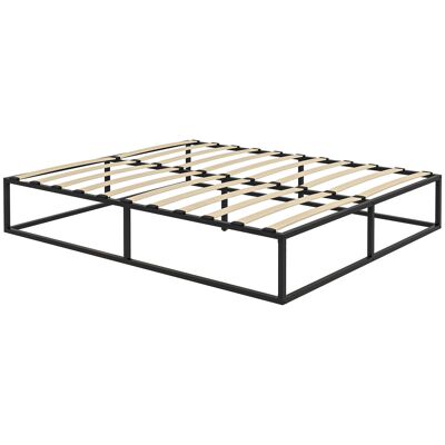 ARRIGONI Cadre De Lit Avec Lattes En Contreplaque Et Rangement Inferieur 190x160x35 Cm Noir Et Bois - Publicité ARRIGONI Cadre De Lit Avec Lattes En Contreplaque Et Rangement Inferieur 190x160x35 Cm Noir Et Bois - Publicité