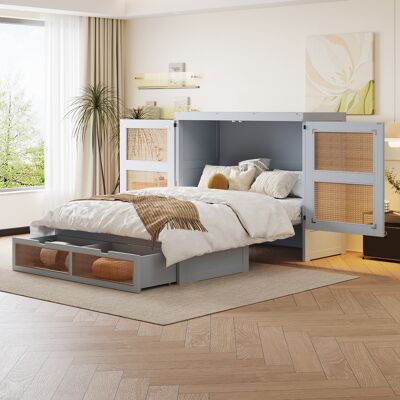 ACKERMAN Lit Armoire 140 X 200 Cm, Lit Escamotable Avec Sommier À Lattes, Lit Pliant Mural, Lit Armoire Vertical Avec Sommier À Lattes, Avec Tiroirs De Rangement, Design Rotin, Lits En Bois, Lits Junior, Lits - Publicité ACKERMAN Lit Armoire 140 X 200 Cm, Lit Escamotable Avec Sommier À Lattes, Lit Pliant Mural, Lit Armoire Vertical Avec Sommier À Lattes, Avec Tiroirs De Rangement, Design Rotin, Lits En Bois, Lits Junior, Lits - Publicité