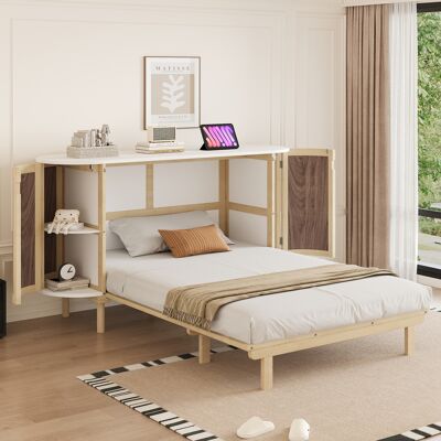 ACKERMAN Lit Armoire 140 X 200 Cm, Lit Escamotable Avec Sommier À Lattes, Lit Pliant Mural, Lit Armoire Vertical Avec Sommier À Lattes, Avec Compartiments De Rangement, Design Rotin, Lits En Bois, Lits Junior, - Publicité ACKERMAN Lit Armoire 140 X 200 Cm, Lit Escamotable Avec Sommier À Lattes, Lit Pliant Mural, Lit Armoire Vertical Avec Sommier À Lattes, Avec Compartiments De Rangement, Design Rotin, Lits En Bois, Lits Junior, - Publicité
